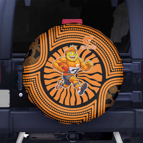 Greater Western Sydney Giants Spare Tire Cover Indigenous Monochrome Dot Art Mascot Style