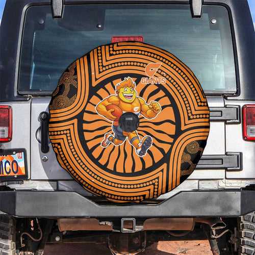 Greater Western Sydney Giants Spare Tire Cover Indigenous Monochrome Dot Art Mascot Style