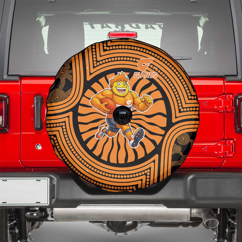 Greater Western Sydney Giants Spare Tire Cover Indigenous Monochrome Dot Art Mascot Style