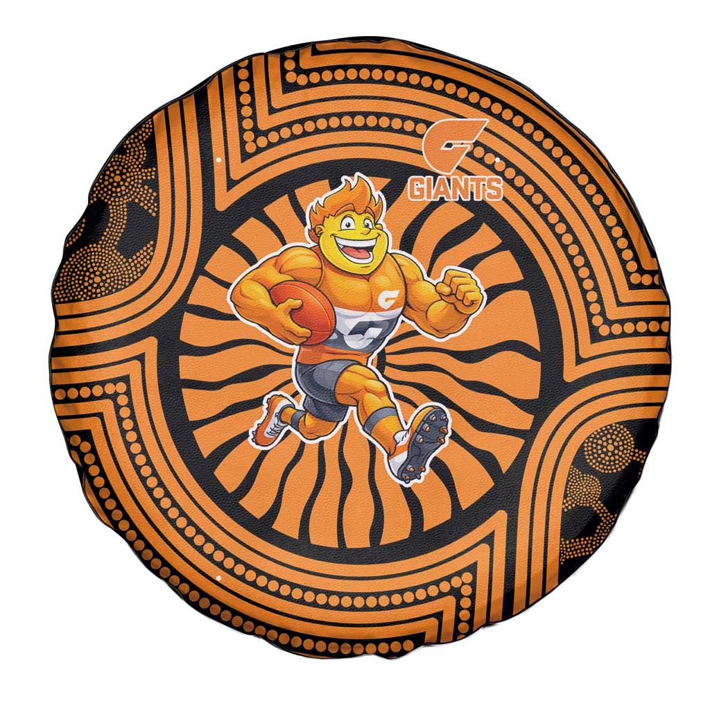 Greater Western Sydney Giants Spare Tire Cover Indigenous Monochrome Dot Art Mascot Style