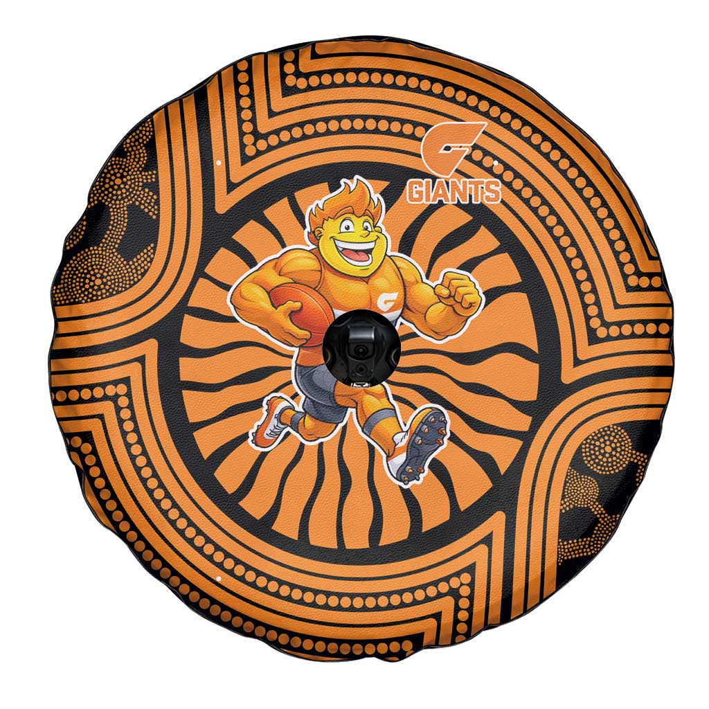 Greater Western Sydney Giants Spare Tire Cover Indigenous Monochrome Dot Art Mascot Style