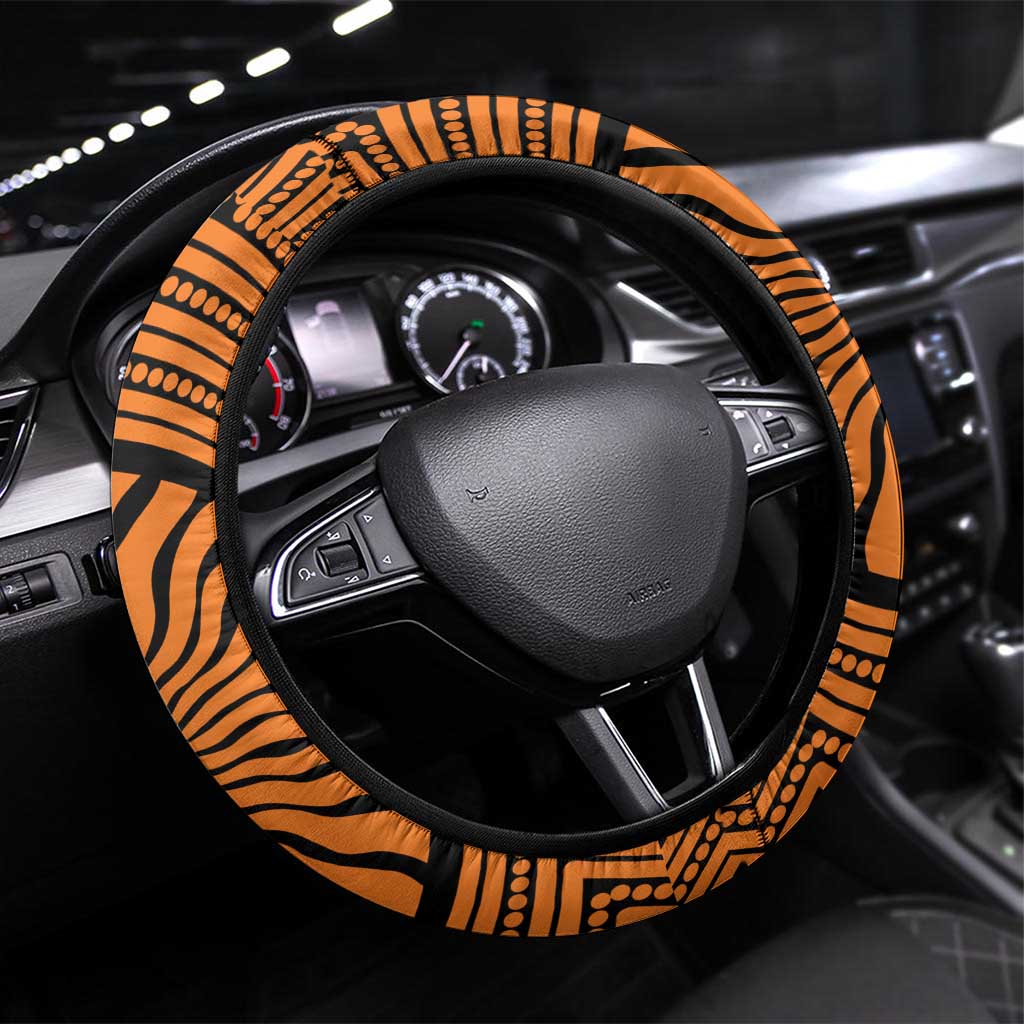 Greater Western Sydney Giants Steering Wheel Cover Indigenous Monochrome Dot Art Mascot Style