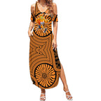 Greater Western Sydney Giants Summer Maxi Dress Indigenous Monochrome Dot Art Mascot Style