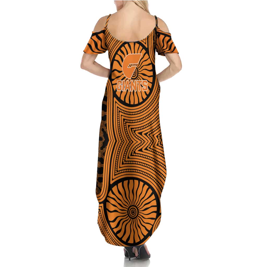Greater Western Sydney Giants Summer Maxi Dress Indigenous Monochrome Dot Art Mascot Style