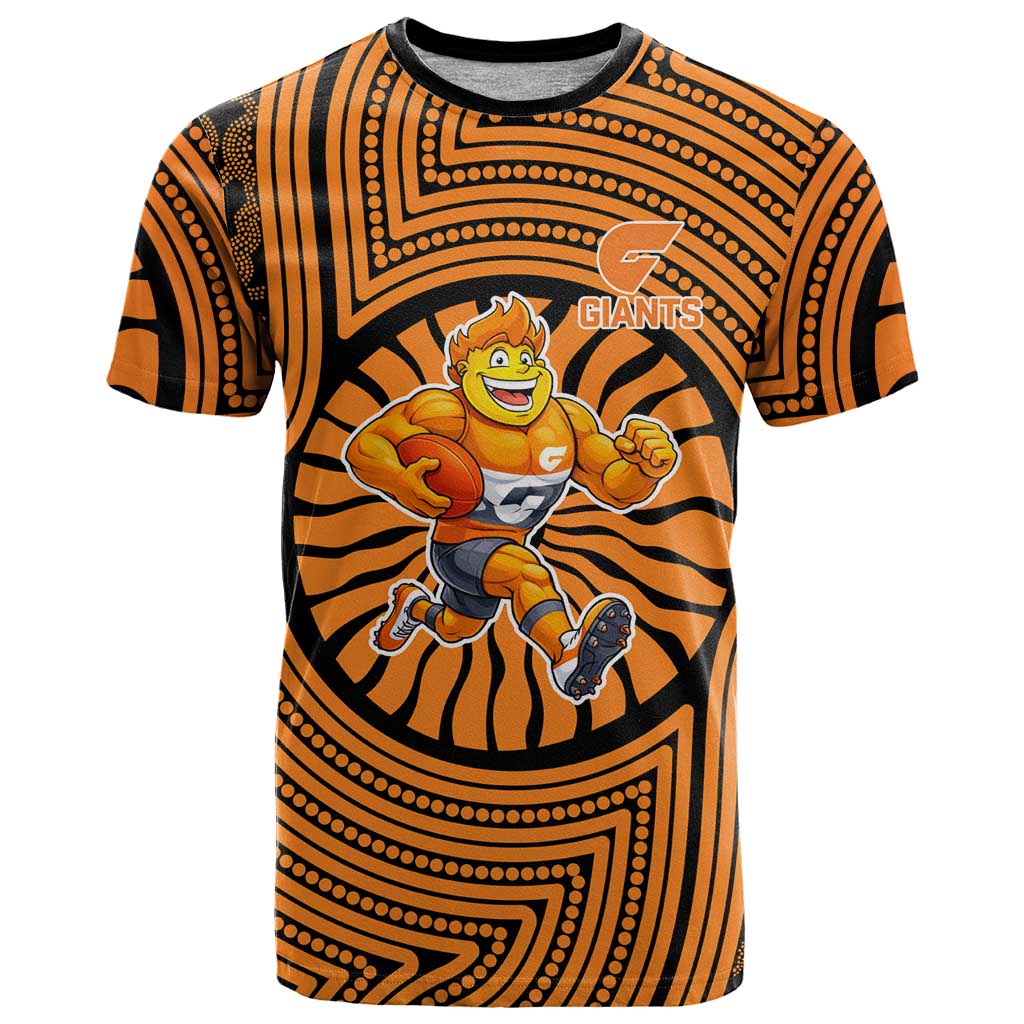 Greater Western Sydney Giants T Shirt Indigenous Monochrome Dot Art Mascot Style