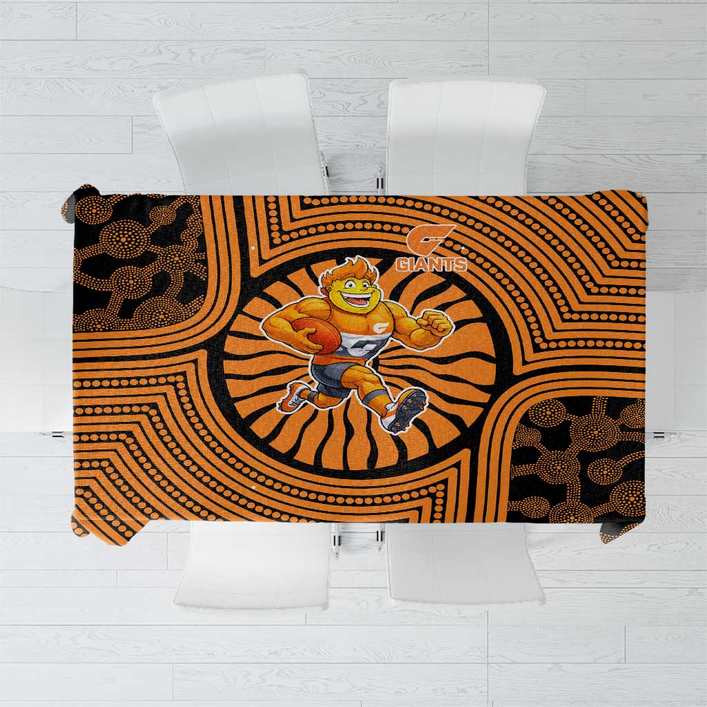 Greater Western Sydney Giants Tablecloth Indigenous Monochrome Dot Art Mascot Style
