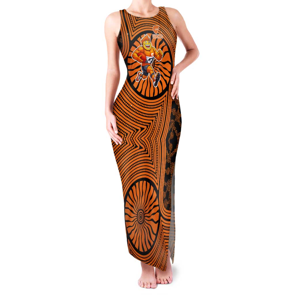 Greater Western Sydney Giants Tank Maxi Dress Indigenous Monochrome Dot Art Mascot Style