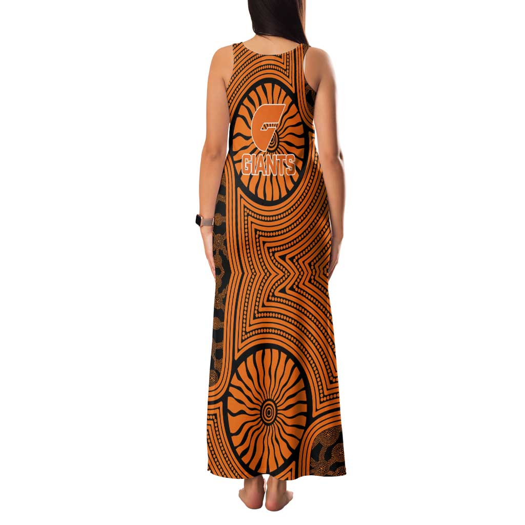 Greater Western Sydney Giants Tank Maxi Dress Indigenous Monochrome Dot Art Mascot Style