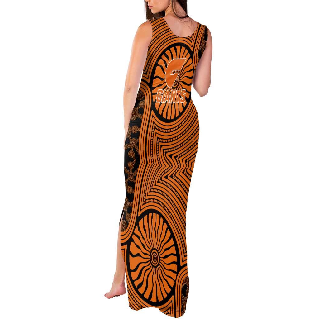Greater Western Sydney Giants Tank Maxi Dress Indigenous Monochrome Dot Art Mascot Style