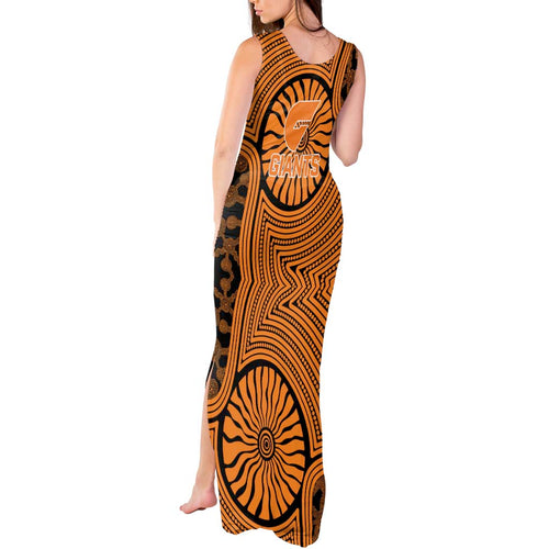 Greater Western Sydney Giants Tank Maxi Dress Indigenous Monochrome Dot Art Mascot Style