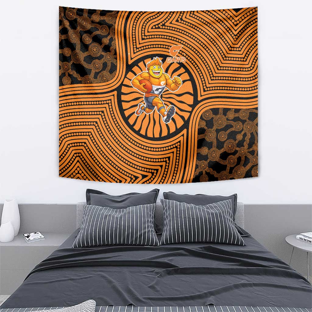 Greater Western Sydney Giants Tapestry Indigenous Monochrome Dot Art Mascot Style