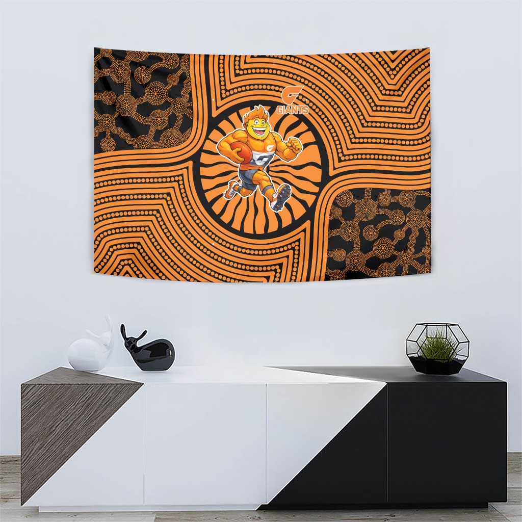Greater Western Sydney Giants Tapestry Indigenous Monochrome Dot Art Mascot Style