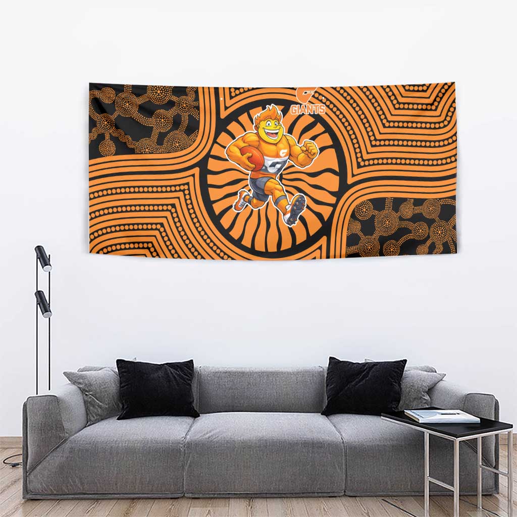 Greater Western Sydney Giants Tapestry Indigenous Monochrome Dot Art Mascot Style