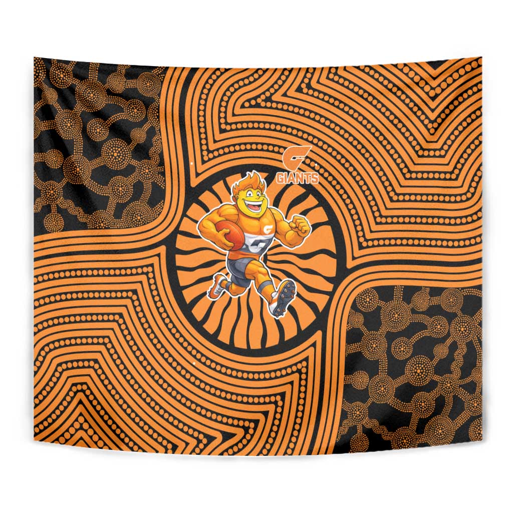 Greater Western Sydney Giants Tapestry Indigenous Monochrome Dot Art Mascot Style