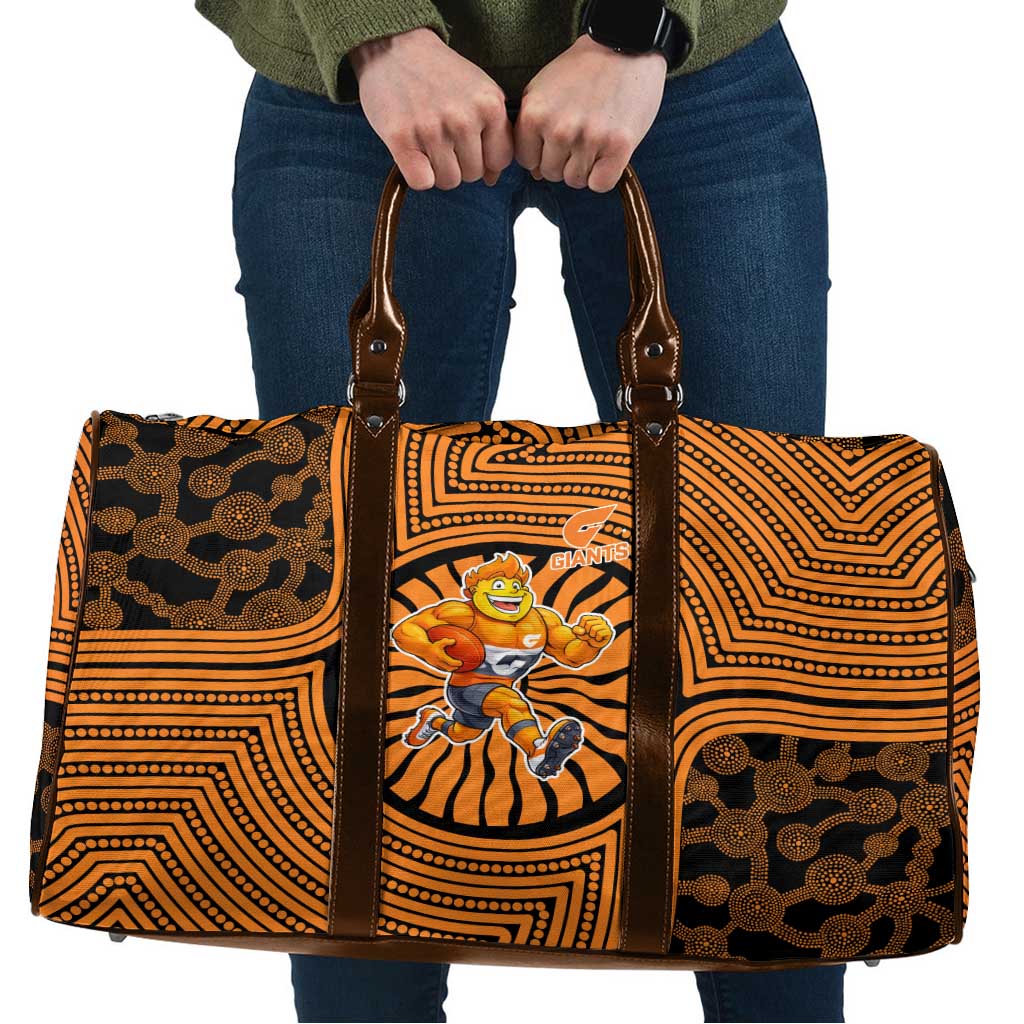Greater Western Sydney Giants Travel Bag Indigenous Monochrome Dot Art Mascot Style
