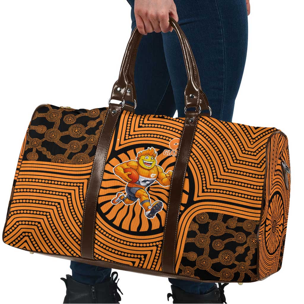 Greater Western Sydney Giants Travel Bag Indigenous Monochrome Dot Art Mascot Style