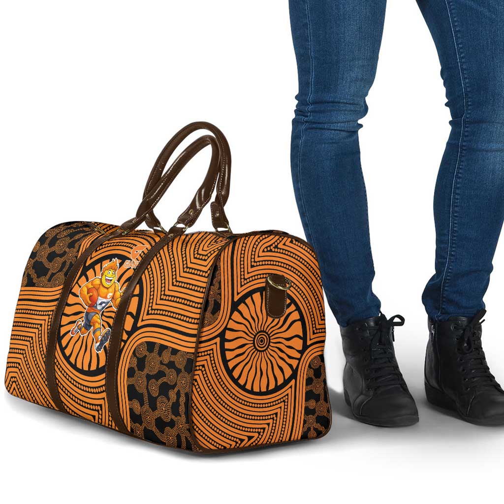 Greater Western Sydney Giants Travel Bag Indigenous Monochrome Dot Art Mascot Style