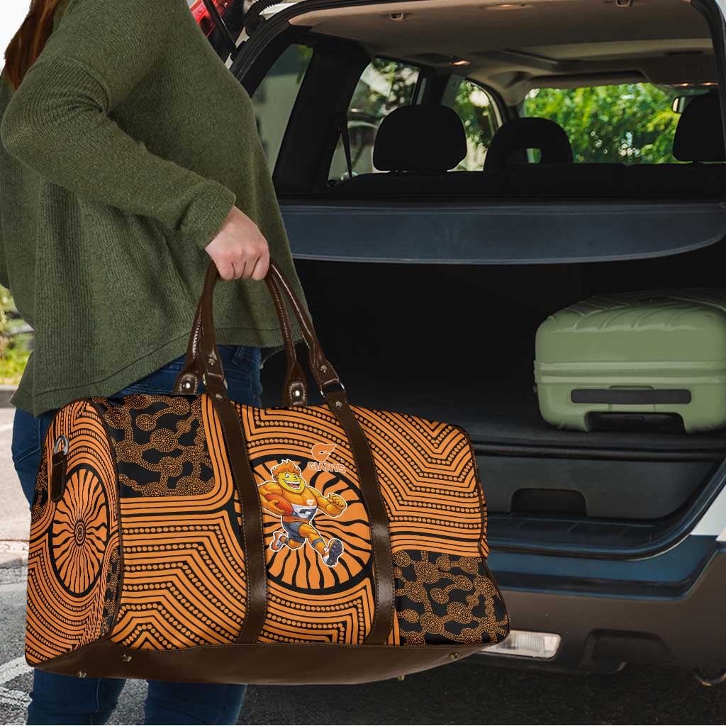 Greater Western Sydney Giants Travel Bag Indigenous Monochrome Dot Art Mascot Style