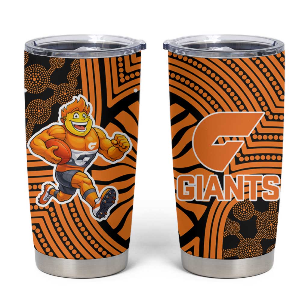 Greater Western Sydney Giants Tumbler Cup Indigenous Monochrome Dot Art Mascot Style