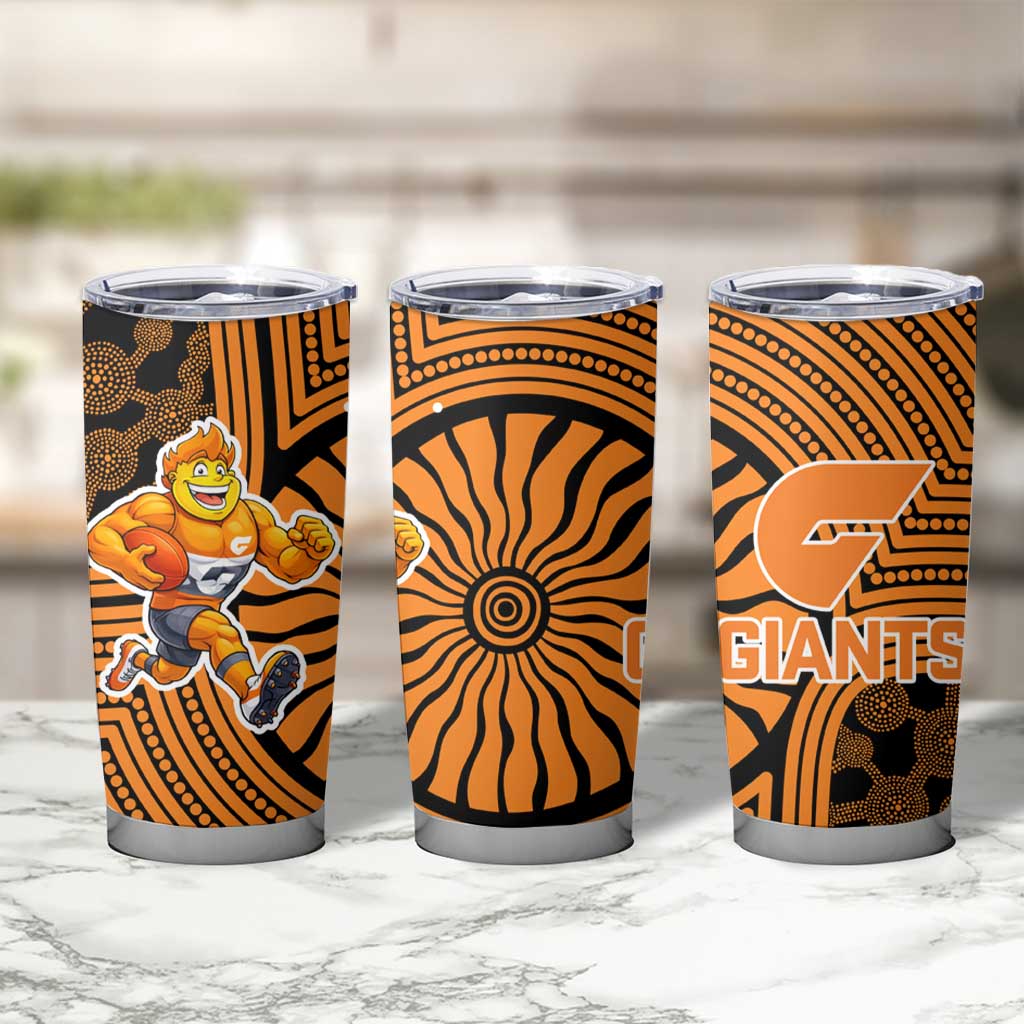 Greater Western Sydney Giants Tumbler Cup Indigenous Monochrome Dot Art Mascot Style