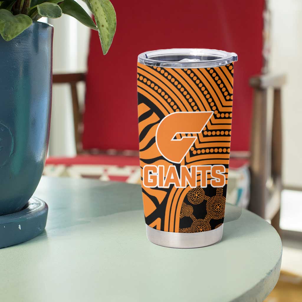 Greater Western Sydney Giants Tumbler Cup Indigenous Monochrome Dot Art Mascot Style