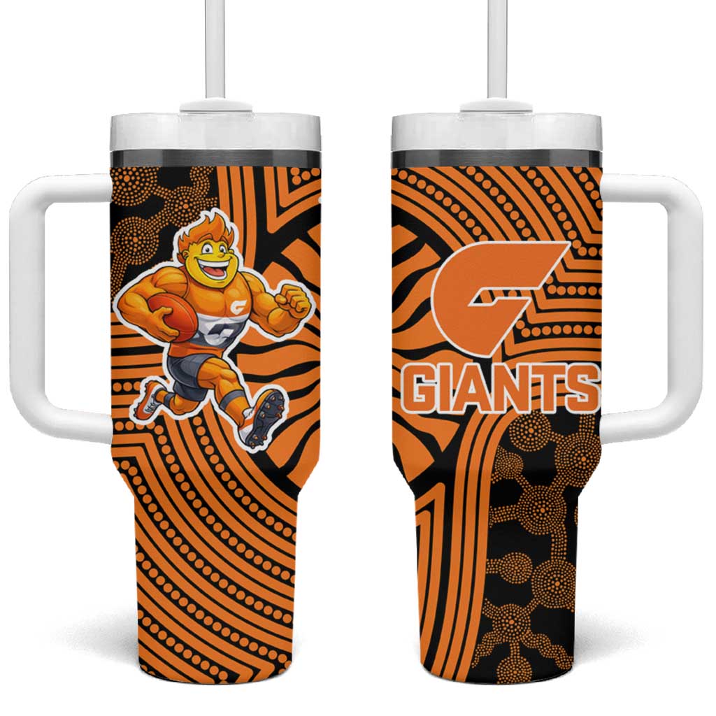 Greater Western Sydney Giants Tumbler With Handle Indigenous Monochrome Dot Art Mascot Style