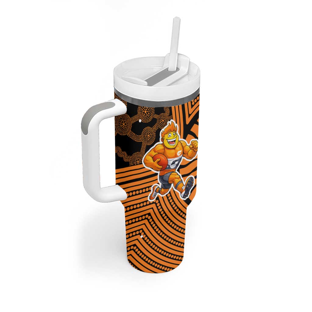 Greater Western Sydney Giants Tumbler With Handle Indigenous Monochrome Dot Art Mascot Style