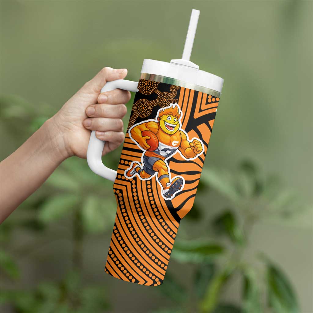 Greater Western Sydney Giants Tumbler With Handle Indigenous Monochrome Dot Art Mascot Style