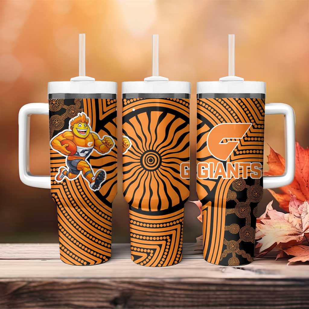 Greater Western Sydney Giants Tumbler With Handle Indigenous Monochrome Dot Art Mascot Style
