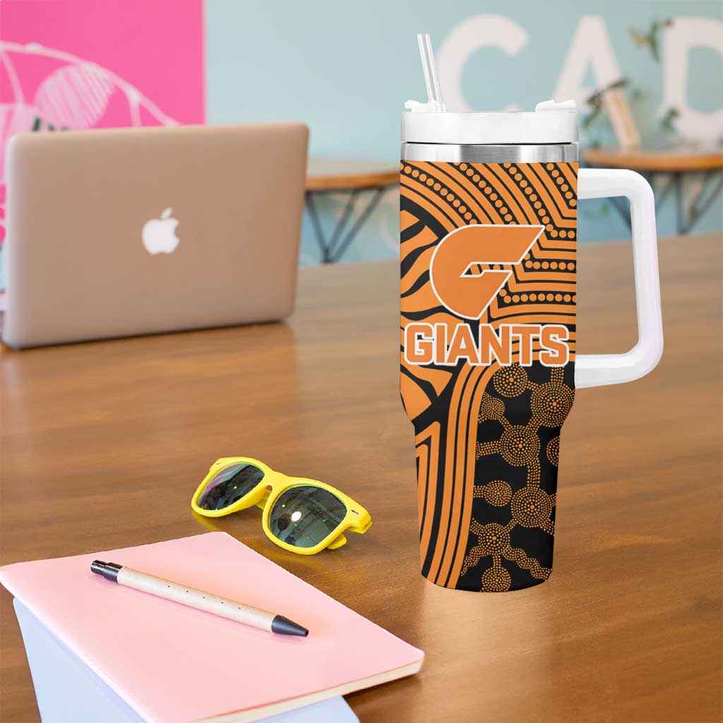 Greater Western Sydney Giants Tumbler With Handle Indigenous Monochrome Dot Art Mascot Style