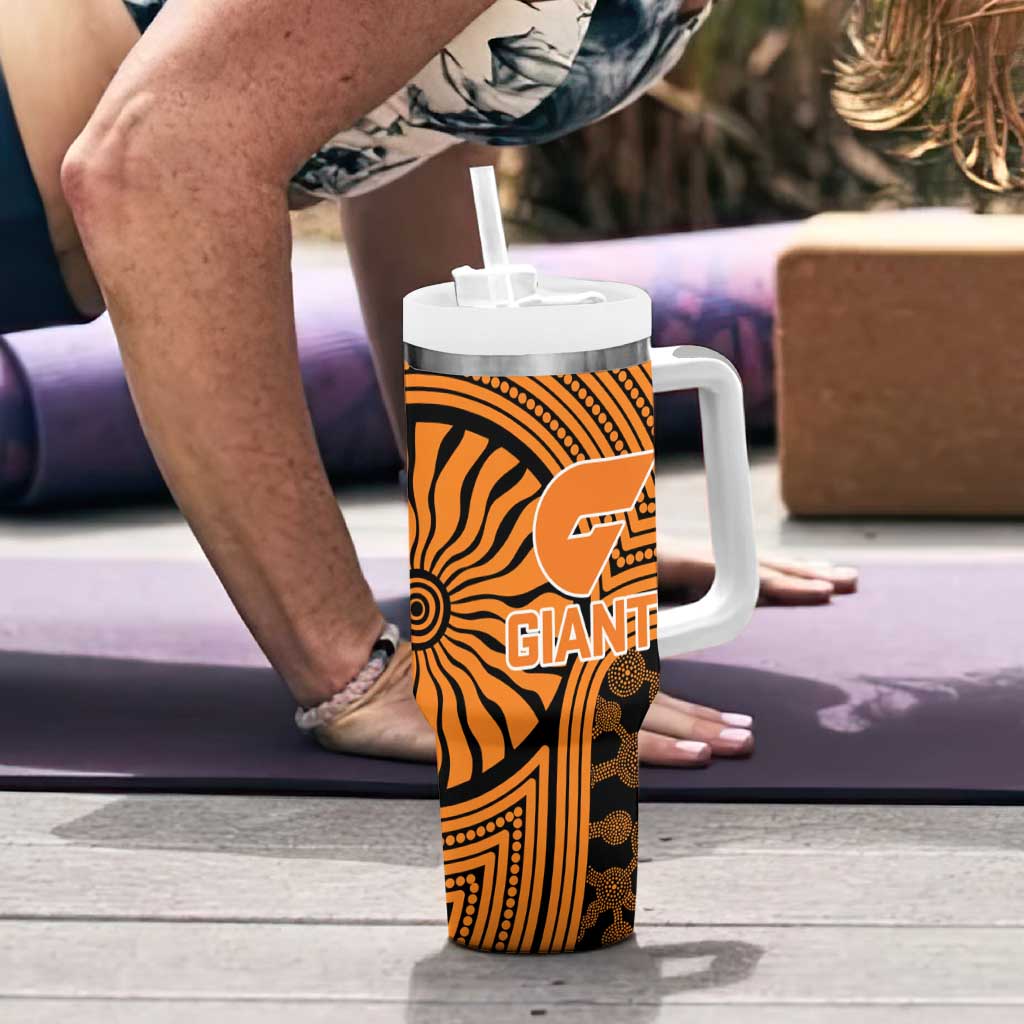 Greater Western Sydney Giants Tumbler With Handle Indigenous Monochrome Dot Art Mascot Style