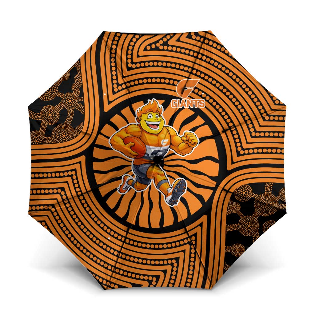 Greater Western Sydney Giants Umbrella Indigenous Monochrome Dot Art Mascot Style