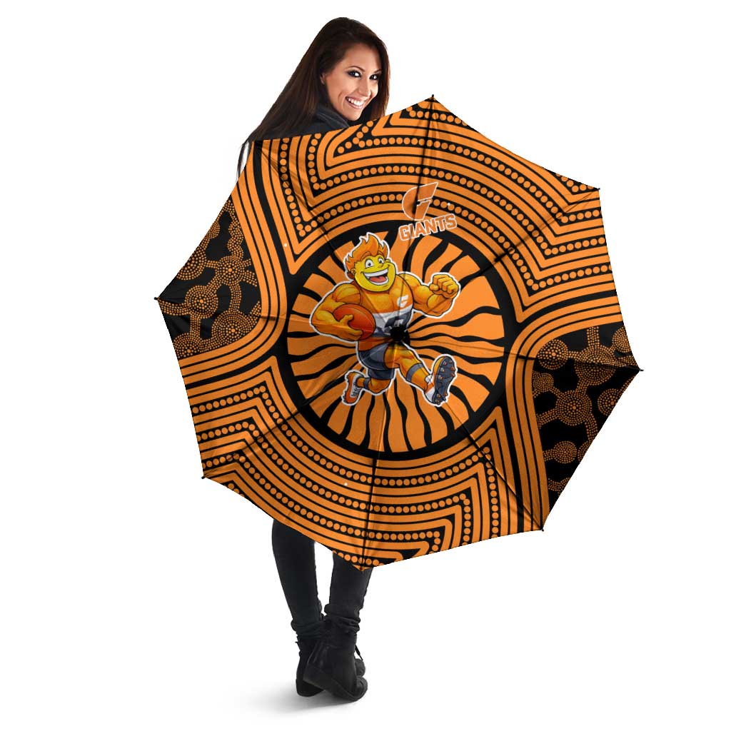 Greater Western Sydney Giants Umbrella Indigenous Monochrome Dot Art Mascot Style