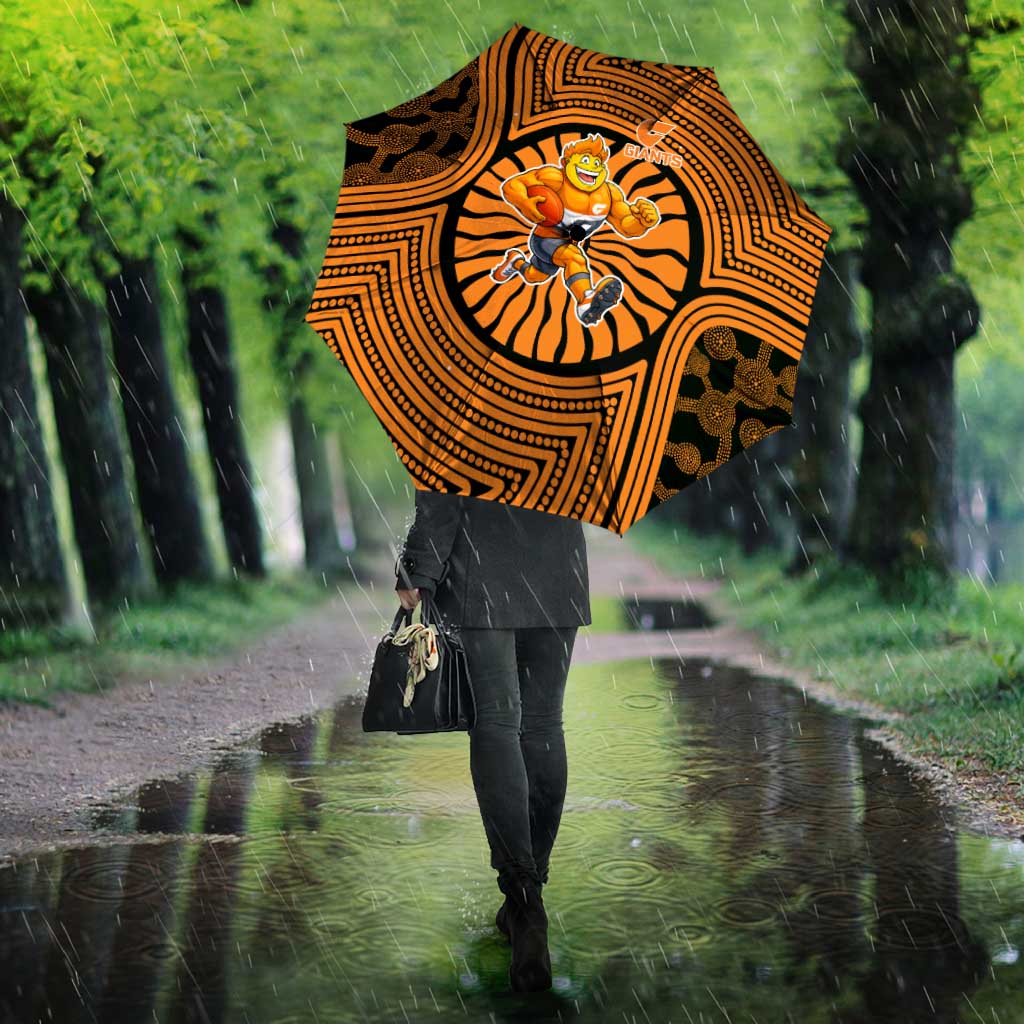 Greater Western Sydney Giants Umbrella Indigenous Monochrome Dot Art Mascot Style