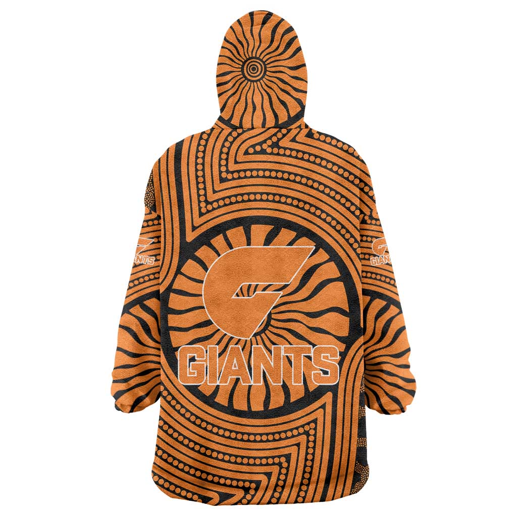 Greater Western Sydney Giants Wearable Blanket Hoodie Indigenous Monochrome Dot Art Mascot Style