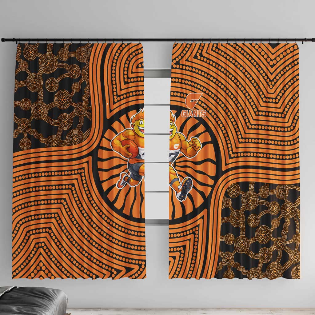 Greater Western Sydney Giants Window Curtain Indigenous Monochrome Dot Art Mascot Style