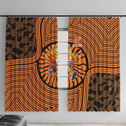 Greater Western Sydney Giants Window Curtain Indigenous Monochrome Dot Art Mascot Style
