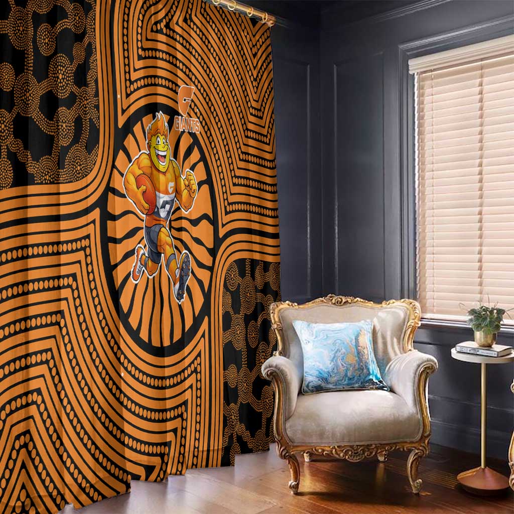 Greater Western Sydney Giants Window Curtain Indigenous Monochrome Dot Art Mascot Style