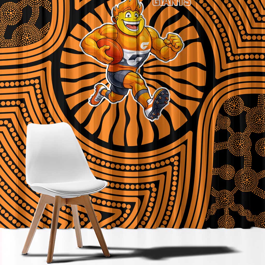 Greater Western Sydney Giants Window Curtain Indigenous Monochrome Dot Art Mascot Style
