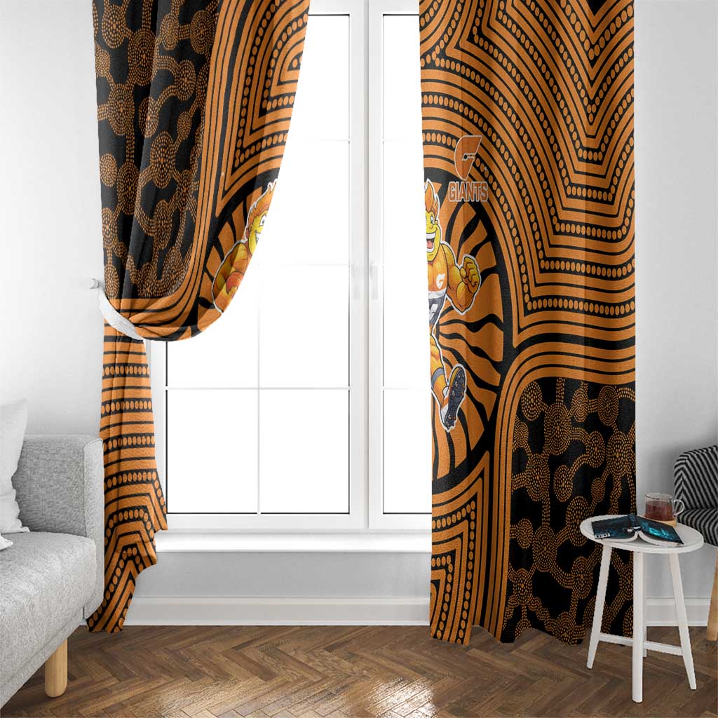 Greater Western Sydney Giants Window Curtain Indigenous Monochrome Dot Art Mascot Style
