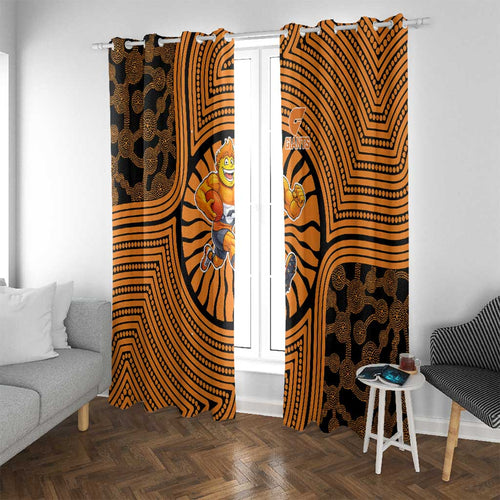 Greater Western Sydney Giants Window Curtain Indigenous Monochrome Dot Art Mascot Style