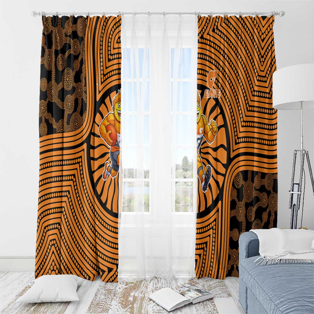 Greater Western Sydney Giants Window Curtain Indigenous Monochrome Dot Art Mascot Style