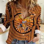 Greater Western Sydney Giants Women Casual Shirt Indigenous Monochrome Dot Art Mascot Style