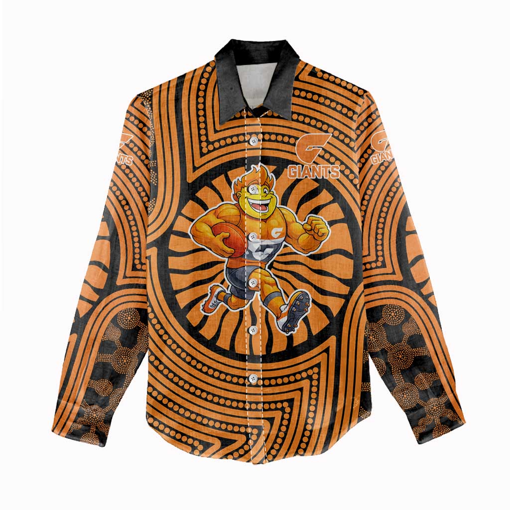 Greater Western Sydney Giants Women Casual Shirt Indigenous Monochrome Dot Art Mascot Style