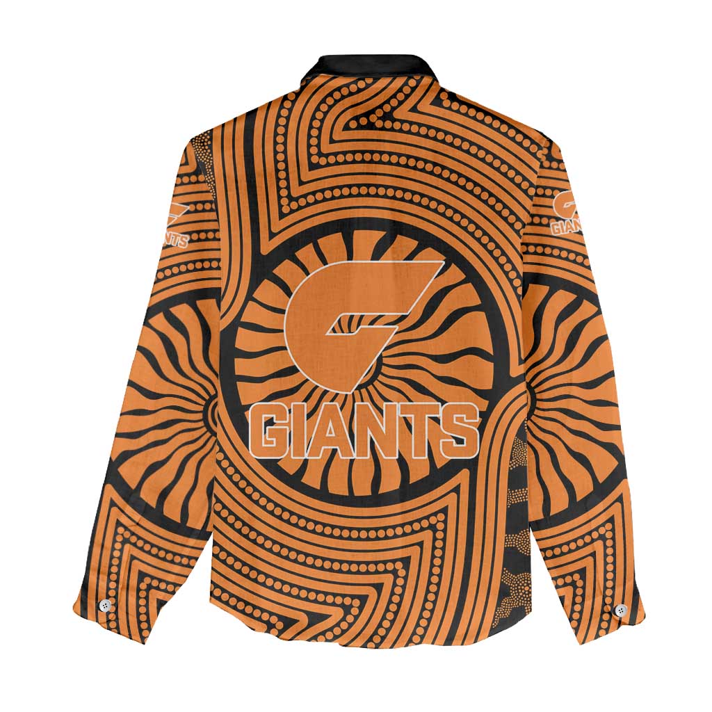 Greater Western Sydney Giants Women Casual Shirt Indigenous Monochrome Dot Art Mascot Style