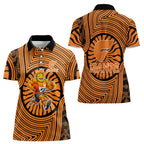 Greater Western Sydney Giants Women Polo Shirt Indigenous Monochrome Dot Art Mascot Style