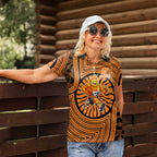 Greater Western Sydney Giants Women Polo Shirt Indigenous Monochrome Dot Art Mascot Style