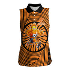 Greater Western Sydney Giants Women Sleeveless Polo Shirt Indigenous Monochrome Dot Art Mascot Style