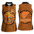 Greater Western Sydney Giants Women Sleeveless Polo Shirt Indigenous Monochrome Dot Art Mascot Style