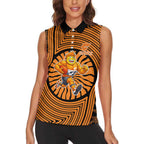 Greater Western Sydney Giants Women Sleeveless Polo Shirt Indigenous Monochrome Dot Art Mascot Style